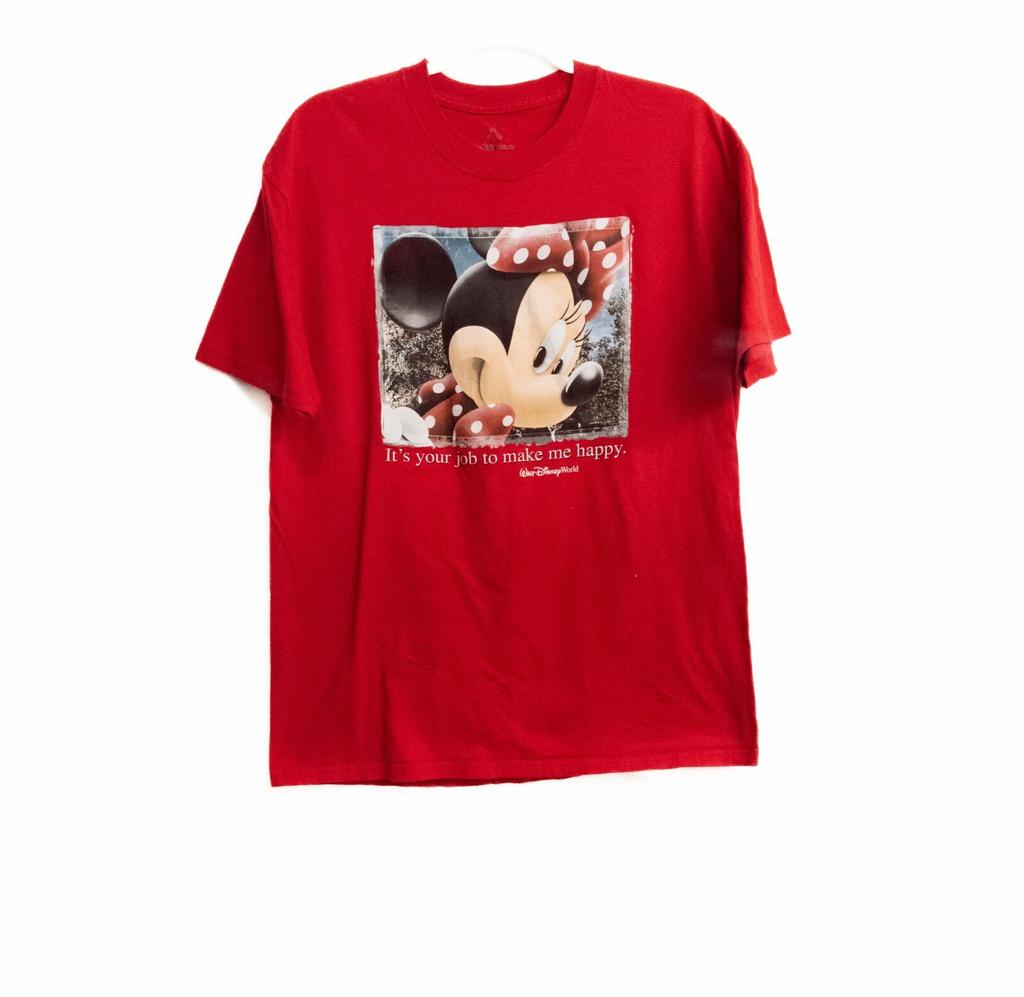 Walt Disney World Womens Red Cotton Graphic Tee Crew Neck Casual Short Sleeve L