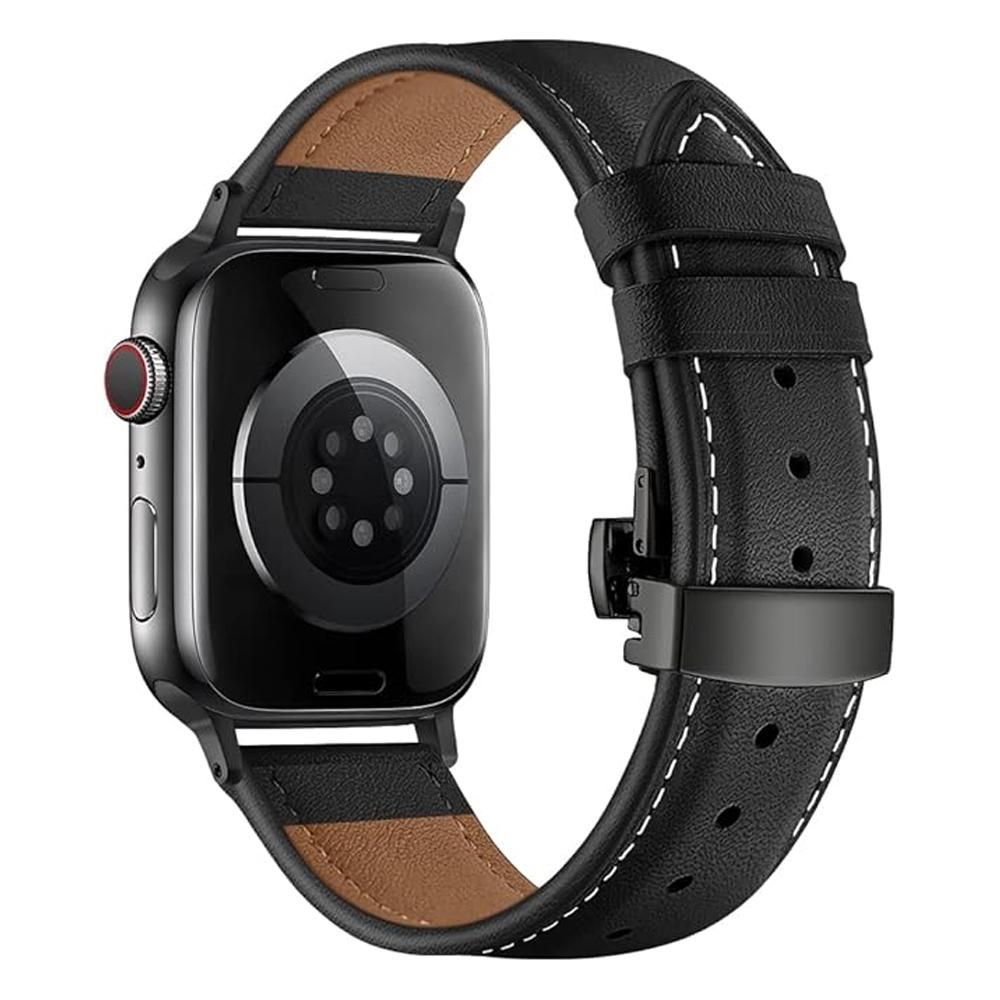 Leather Straps For Apple Watch Ultra 2 Band 49mm 45mm 46mm 44mm 41mm 40mm 42mm Bracelet Correa iWatch Series 8 7 9 10 SE 6 5 4