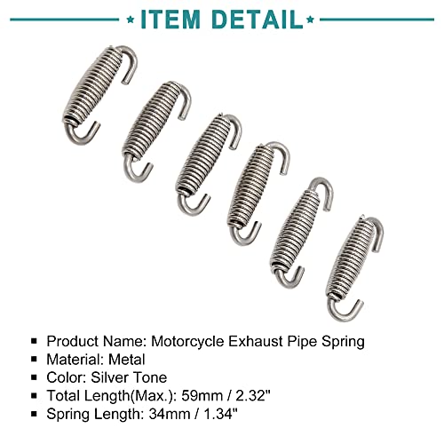 ACROPIX Motorcycle Exhaust Pipe Muffler Swivel Spring Silver Tone 6pcs