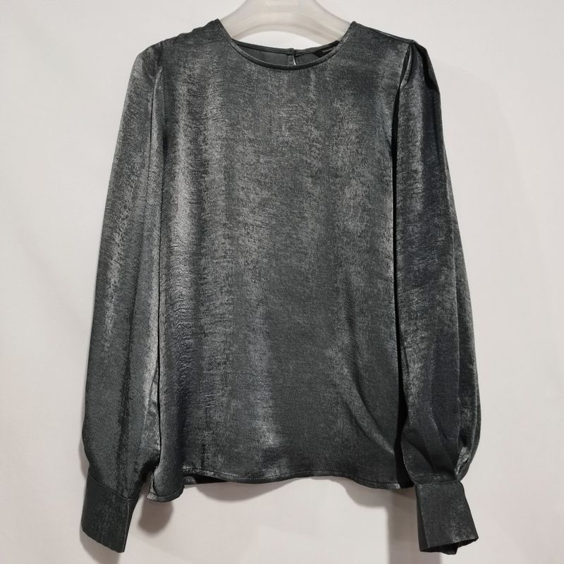 Fashion Original Order Leftover Stock Round Neck Long Sleeves Pullover Shirt Artificial Silk Satin Light Luxury Minority Sense of Design Shirt Spring