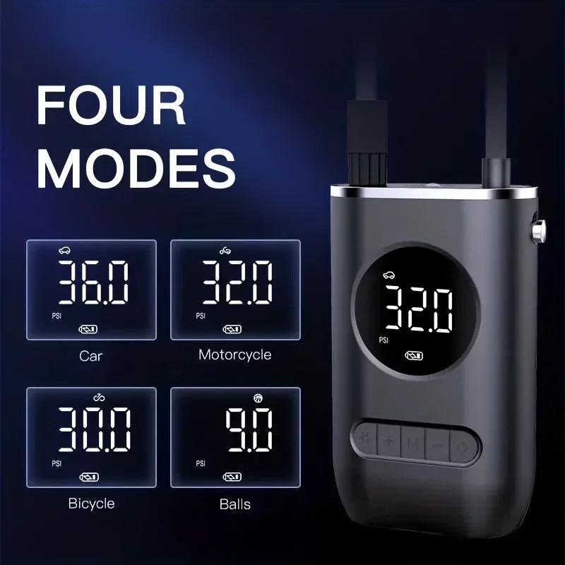 Car & Motorcycle Air Pump – Portable Mini Electric Tire Inflator with Wireless Digital Display (Handheld Ball Tire Pump)