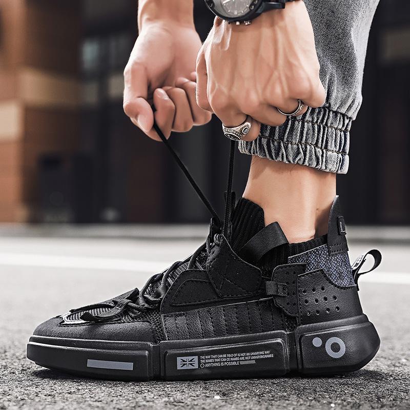 Мужские/женские высокие повседневные кроссовки для активного отдыха на открытом воздухе большого размера 36 чёрный