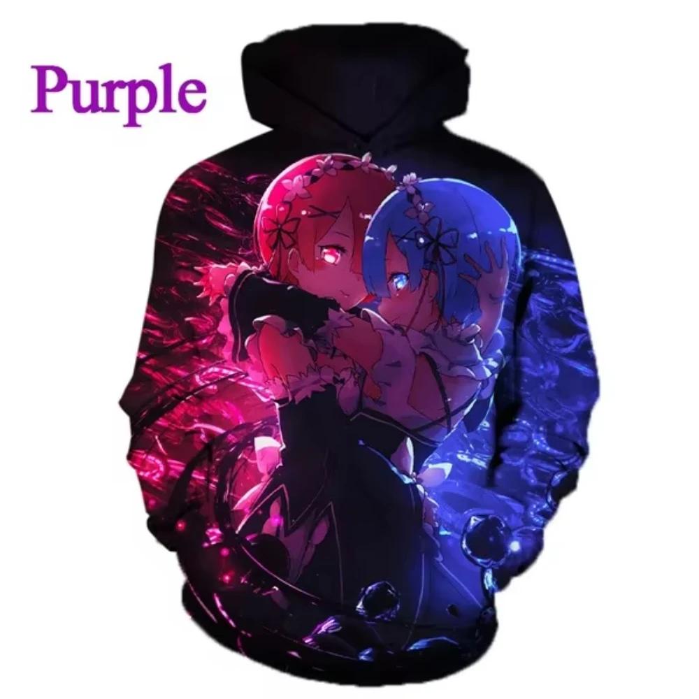 Anime Re:Zero 3D Printed Men's Hoodie Casual Harajuku Long Sleeves Oversized Outdoor Pullover Sweatshirt Kids Unisex Clothing