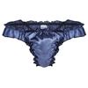 Mens Lingerie Soft Shiny Briefs Thong Panties Ruffled Frilly Sissy Bikini Briefs Thong Underwear Underpants