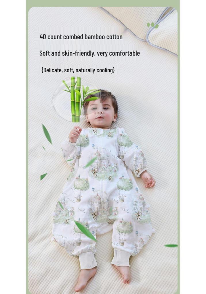 Bamboo Cotton Baby Sleeping Bag Pajamas: Breathable, Antibacterial, Anti-Kick Design for Children
