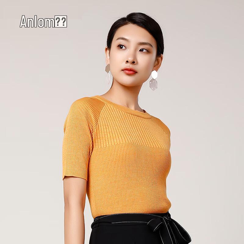 

Anlom Women s Striped Slim Fit Short Sleeve Round Neck Knitted Pullover 3XL