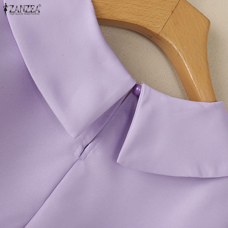 ZANZEA Women Floral Print Casual Turn Down Collar Looose Summer Short Sleeve Blouse