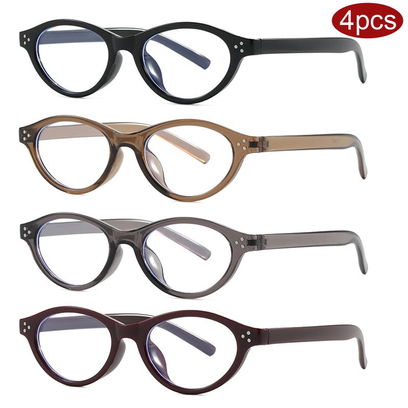 Protective Glasses 1/4pcs Vintage Oval Anti-blue Light Glasses Frame Women Men Rivet Luxury Eyeglasses Trendy Brand Eyewear