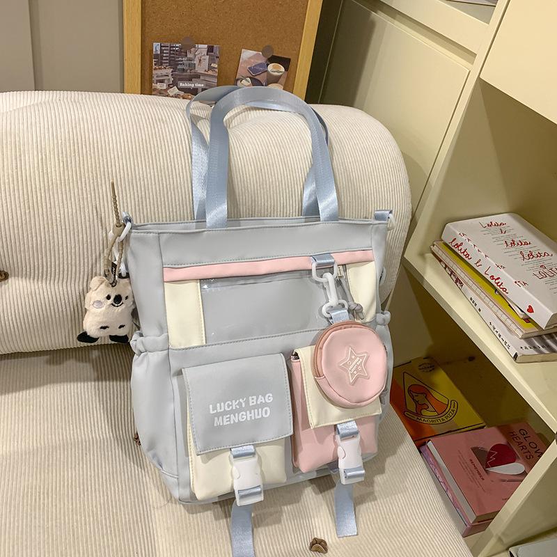 Student Carrying Book Bag Female Elementary School Student Tutoring Bag Canvas Large Capacity Cute Children Tutoring Bag Female Crossbody Bag