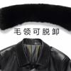 [Long leather coat] Imported leather men's lapel fur integrated medium and long leather coat thickened knee leather coat