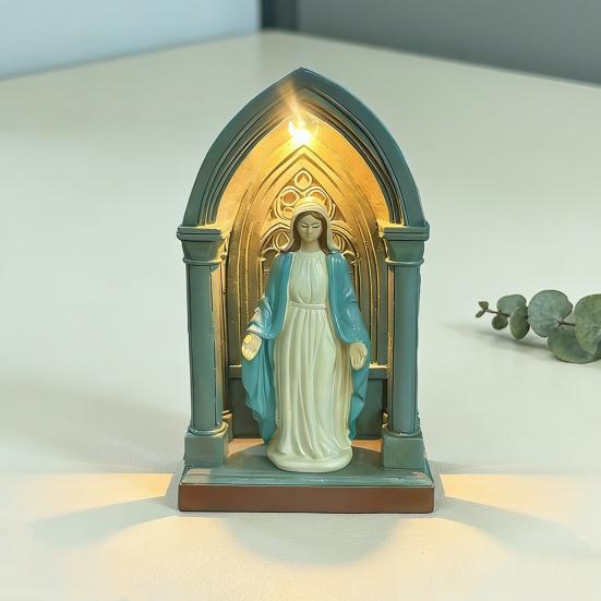 Cathedral LED Prayer Shrine Night Light Religious Table Lamp with Illuminated Arch Spiritual Gifts for Women Men Christian