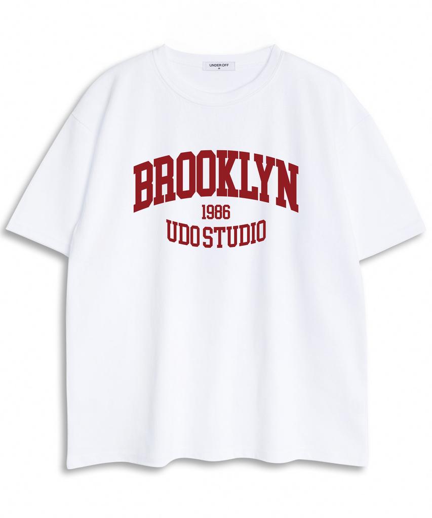 UNDEROFF Oversized Crew Neck Brooklyn Short Sleeve T-Shirt White Blue