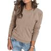 Women S Casual Knitted Pullover Sweater Round Neck Long Sleeve Solid Color