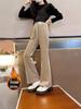 Girls' Black Plus Velvet Straight-Leg Sweatpants - New Autumn/Winter 2025 for Junior High Students