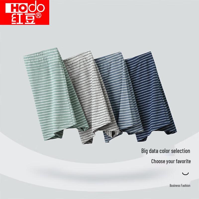 Hongdou Men's Pure Cotton Mid-Rise Boxer Briefs (4-Pack)