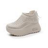 Real soft leather dad shoes casual shoes women's 2025 summer new hollow breathable thick sole versatile height-increasing retro women's shoes