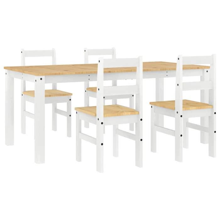 VidaXL Panama 5 Pcs Dining Set White Solid Pine Wood, Dining Table Set, Kitchen Table and Chairs, 3345190