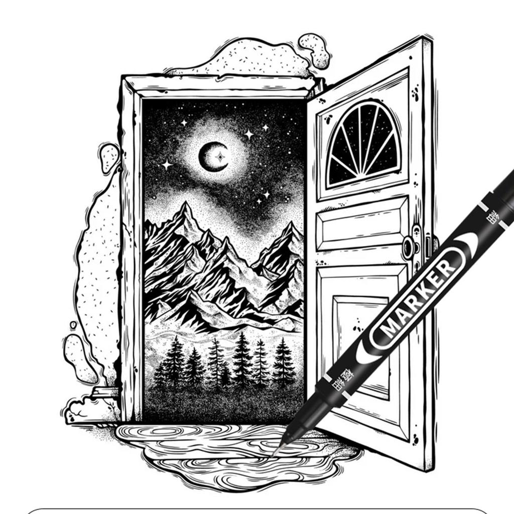 Twin Tip Permanent Marker Pen Fine Point Waterproof Ink Thin Nib Crude Nib Black Ink Permanent Marker Paint Marker Pen 1-30pcs