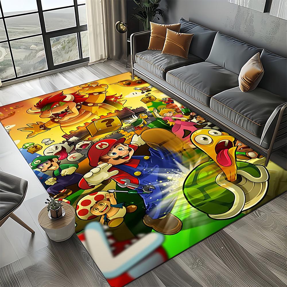 Retro Mario Cartoon Area Rug,Carpet Rug for Home Living Room Bedroom Sofa Doormat Decor,Kids Play Floor Mat