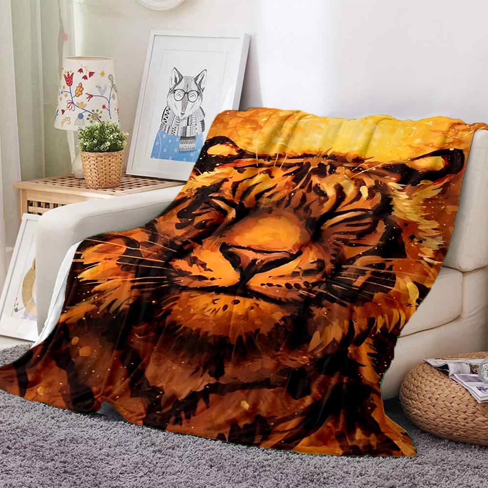 1PC Tiger Face Blanket, Throw For Sofa, Bed, Travel, Camping, Livingroom, And Bed, Printing Blanket With Soft And Warm Fabric Yy250918156