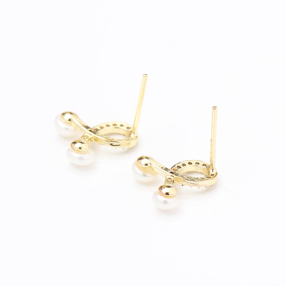 New product simple stone line small stud earrings natural freshwater pearl versatile earrings 925 silver needle earrings women's