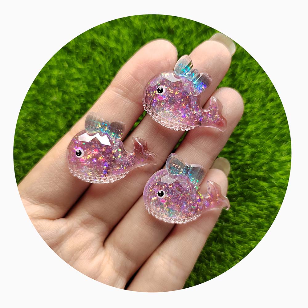 Resin Glitter Cartoon Ocean Series Flatback Cabochon Star Crab Octopus Shell DIY Crafts Scrapbooking for Phone Decoration