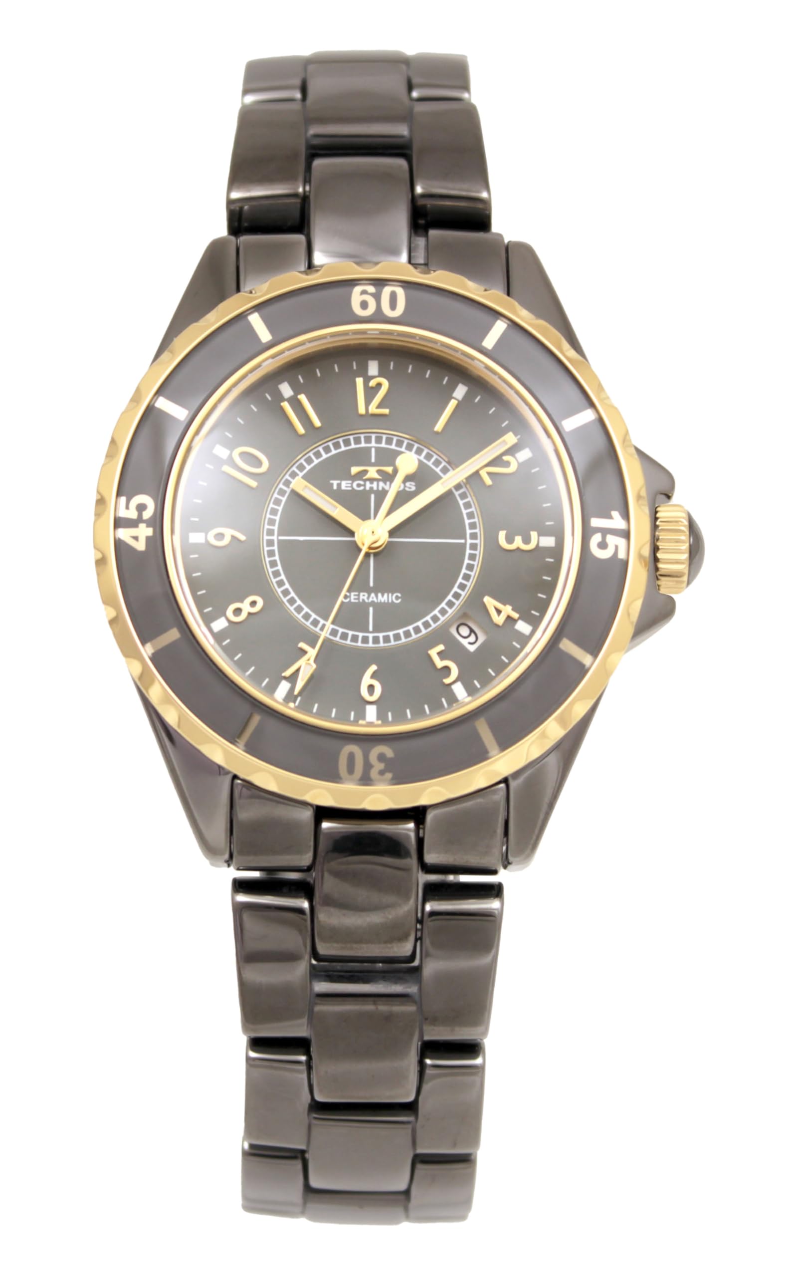 

TECHNOS 100th Anniversary Model Watch Quartz Ceramic with Metallic Gray and Gold Suitable for Everyday and Formal Wear Men s T9C24TG, Movement,