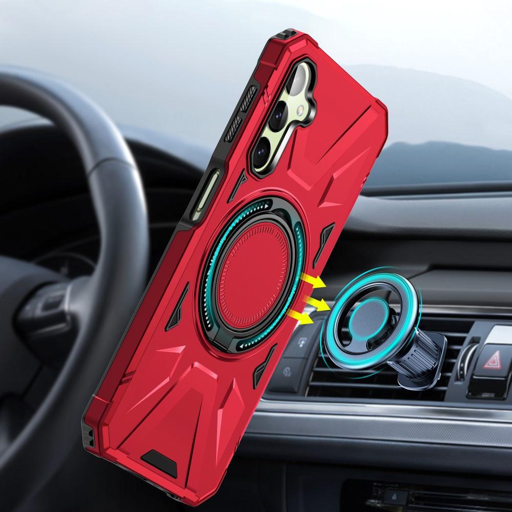 MagSafe Case for Samsung Galaxy A54 5G, Armored with Stand and Holder Plate, Red