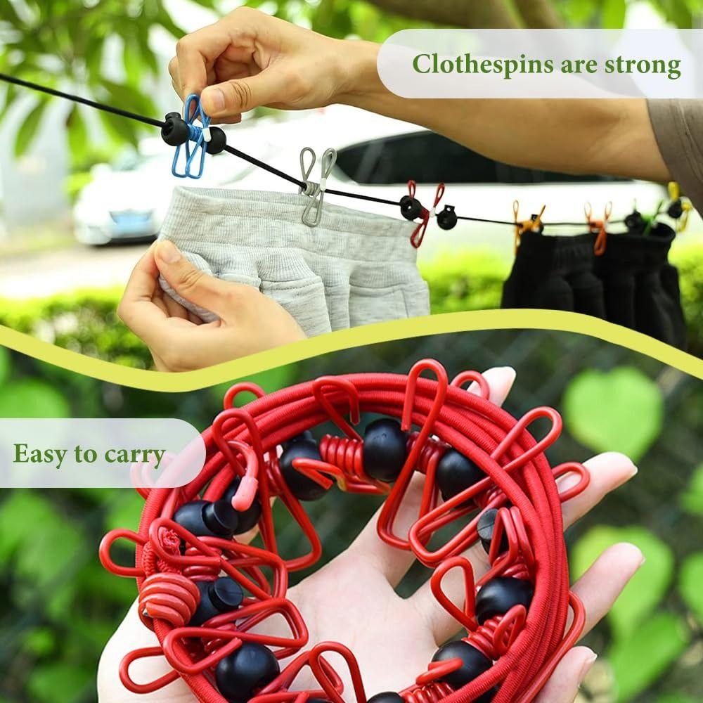 With 12 Clothespins Outdoor Clothesline Windproof Non-Slip Clotheslines  Outdoor Travel Camping