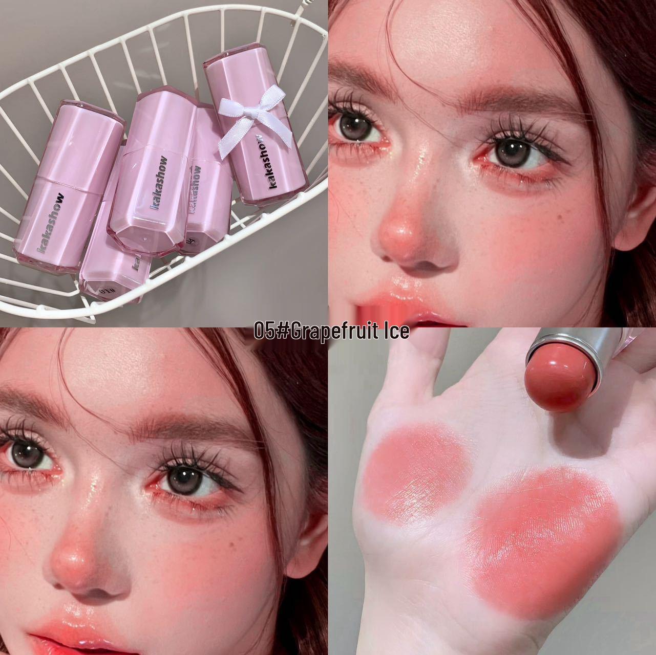 Kakashow Dewy Blush Stick: Natural Korean Style, One-Swipe Hydrating Glow.