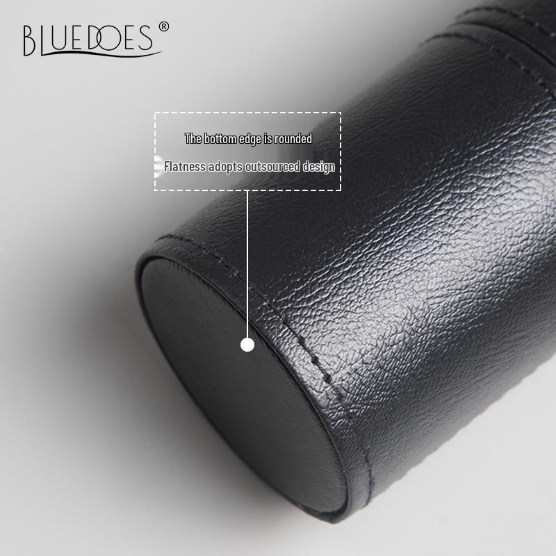 Przenośny Wielofunkcyjny Pojemnik na Pędzle do Makijażu ze Skóry PU z Pokrywką - Mały, Wodoodporny, Pyłoszczelny Rozwiązanie do Przechowywania