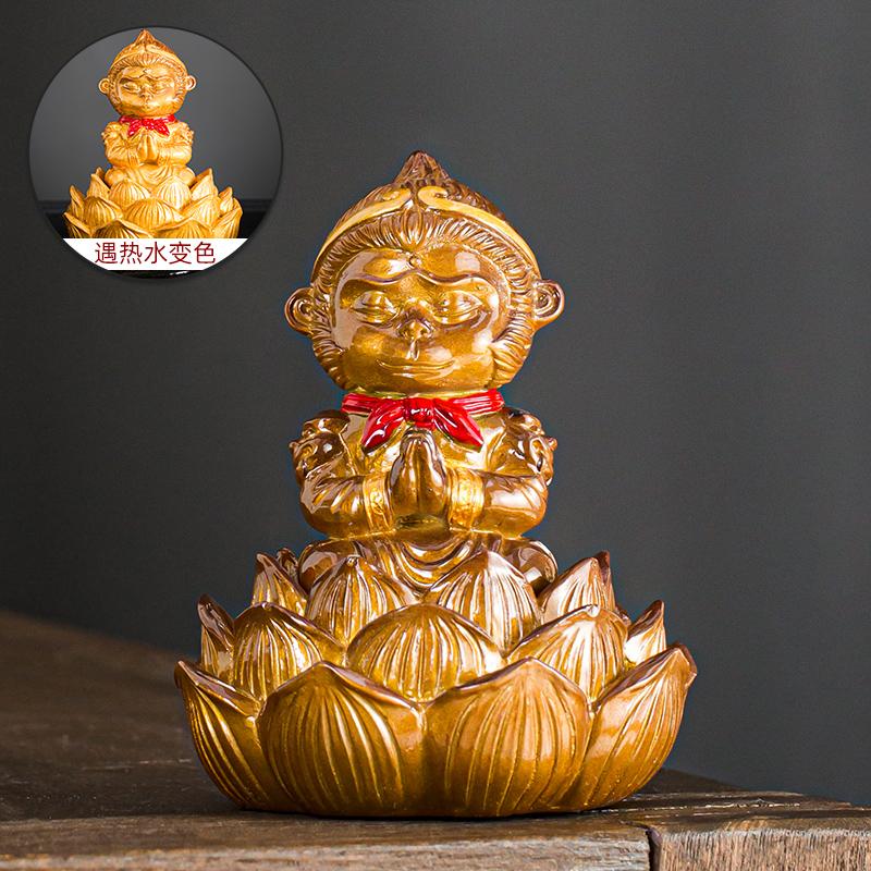 

Boutique Resin Tea Pet Color Change Sun Wukong Ornaments Tradition Zen Monkey King Decoration Customized Chinese Tea Accessories 1pc жёлтый
