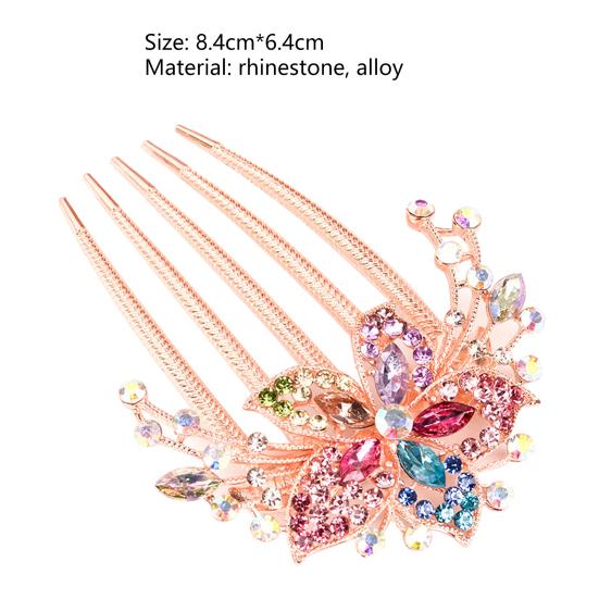 Hair Comb Flower Leaf Rhinestones Ladies Exquisite Long Lasting Hair Fork Hair Accessories
