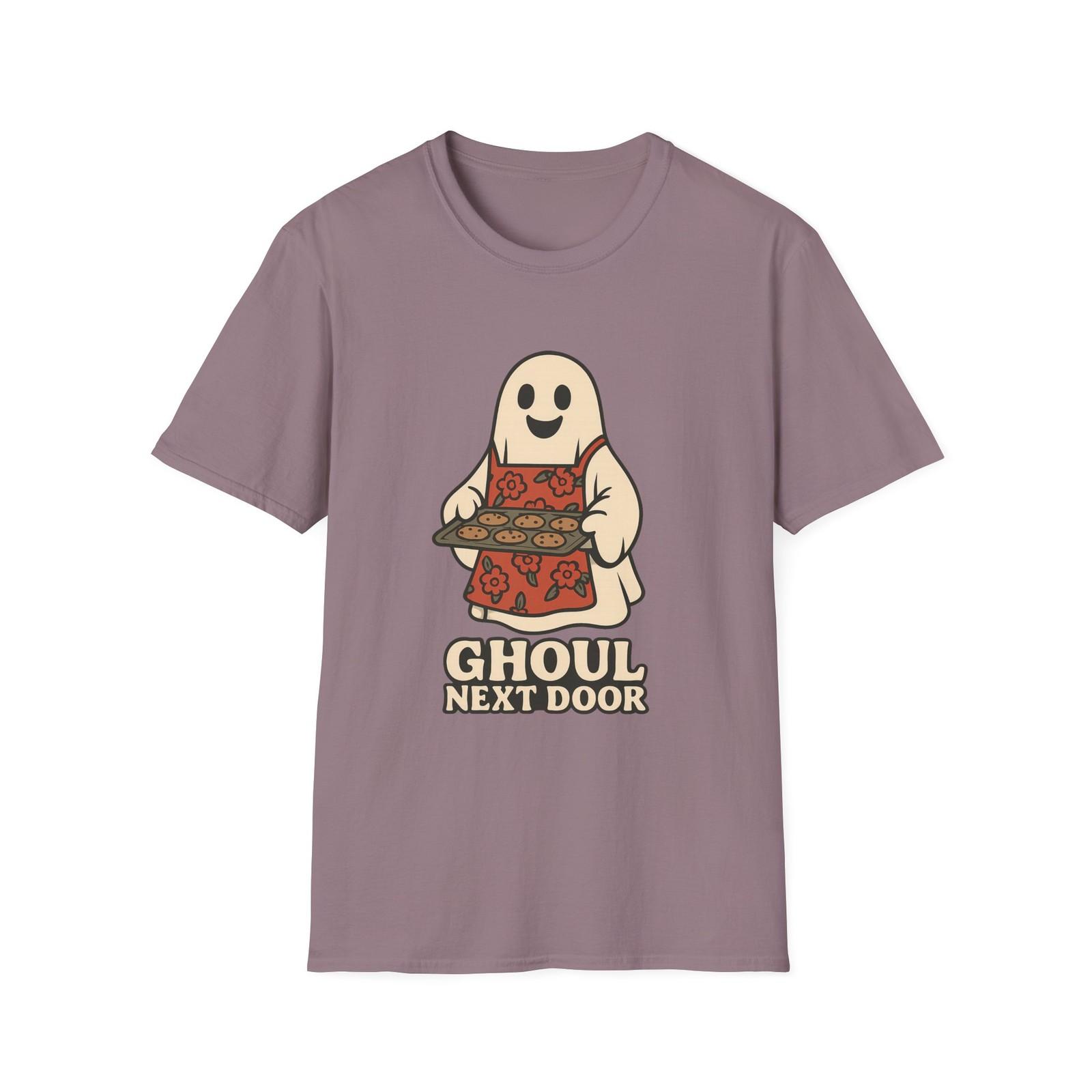 Unisex Softstyle T-Shirt Mens Womens Tees Top Ghoul Next Door Funny Ghost Cookies Halloween Apron 2XL
