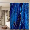 Abstract Blue and Gold Shower Curtain Marble Effect Golden Lines Waterproof Bath Decor Elegant Contemporary Bathroom Curtains