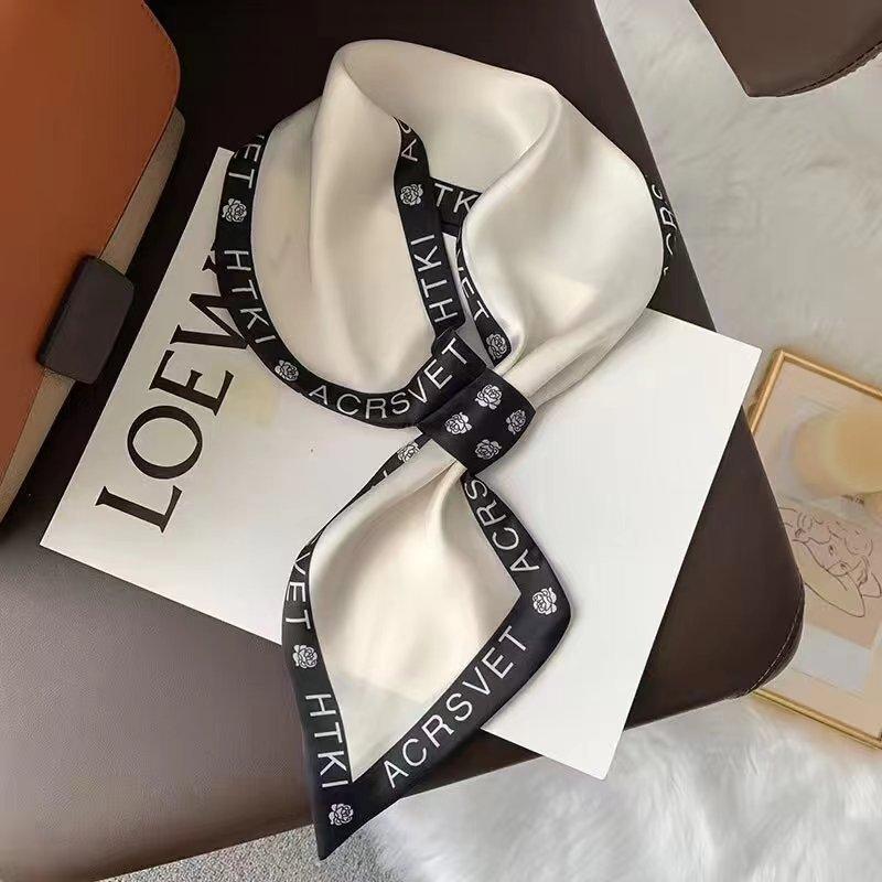 Floral Print Neckerchief Hair Bands Scarf for Women Fashion Headbands Small Neck Scarves 15x75cm EMA