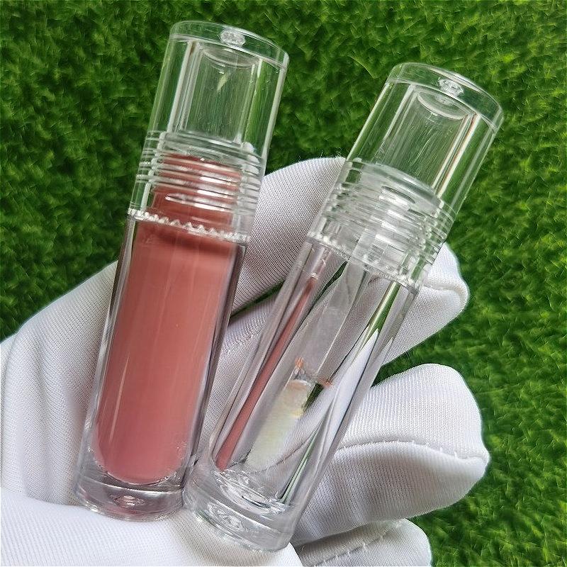 3ml Round Clear Empty Lip Gloss Tube, Refillable Lip Mud & Lip Glaze Container, Cosmetic Packaging