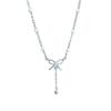 Girl bow necklace, female summer light luxury niche design sense temperament, pearl fringed collarbone chain, gift for girlfriend