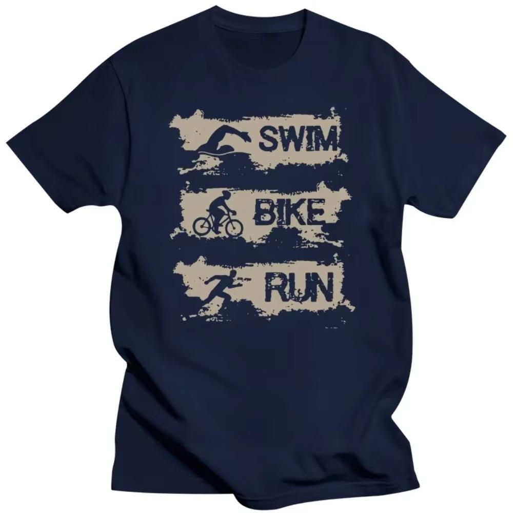 Funny  Swim Bike Run Triathlete T Shirts Graphic Cotton Streetwear Short Sleeve Birthday Gifts Summer Style T-shirt Men