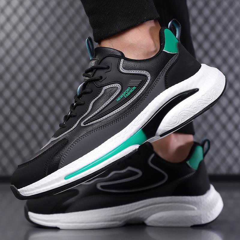 Men's Shoes 2025 Summer New Men's Youth Trend Leather Surface Waterproof Sports Leisure Running Ruffian Handsome Dad Trendy Shoes