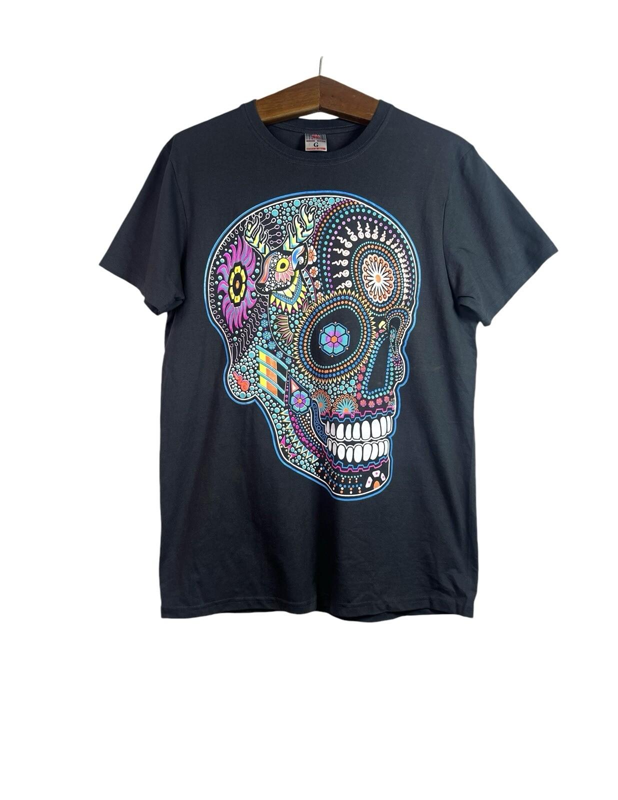 

Codigo Cotton Mens Mexico Sugar Skull Neon Graphic T-Shirt Size L S разноцветный