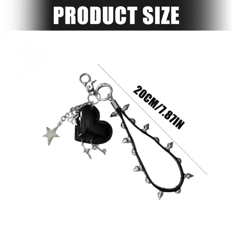 Stylish PU Leather Rivet Keychain With Metal Beads And Studs For Bags Phones Or Backpack Hanging Accessories