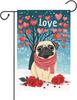 A Cute Pug Dog Garden ag, A Happy Valentine's Day Yard ag 12x18 inch Double-Sided Valentine's Day Wedding Indoor