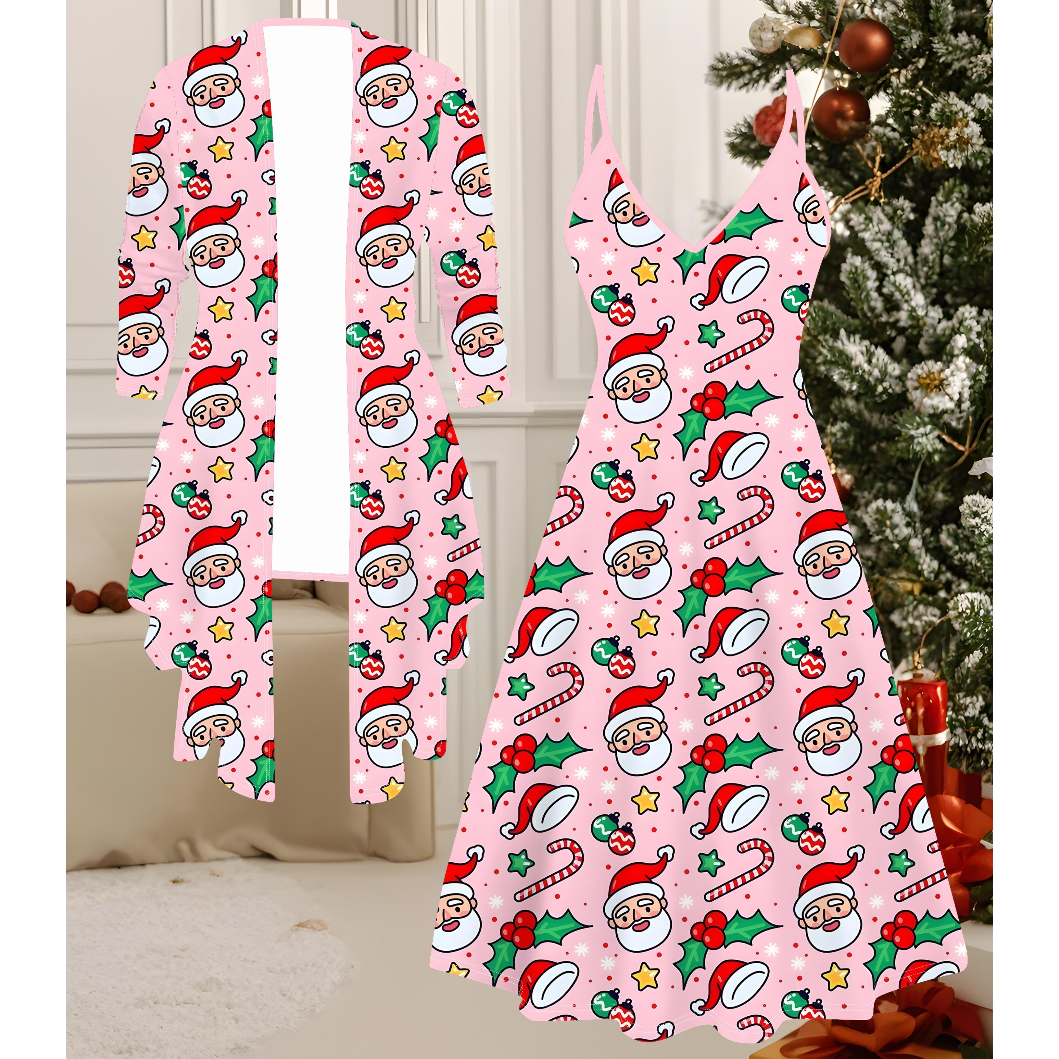 

3D Рождественский Принтованный Набор Платье Пальто на День Святого Валентина, Эксцентричный Классический Тотем Модный Принт, подходит для Различных Сцен Модных Стилей XXL розовый