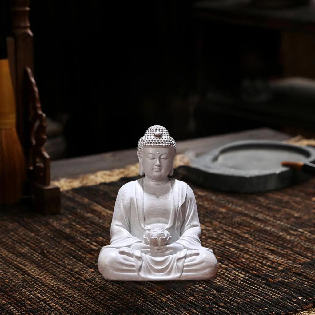 Buddha Statue Multipurpose Table Centerpieces Buddhism Desktop Collectible Decoration Decorative Resin Figurine Room Craft Decor
