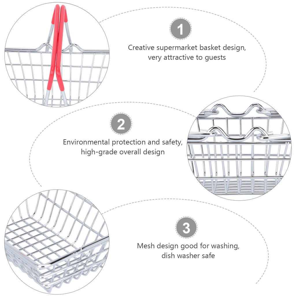 2 Pcs Snack Basket Stainless Steel Food Container Bar Supply Holder Trays Restaurant Storage Fried Practical Snacks Tool