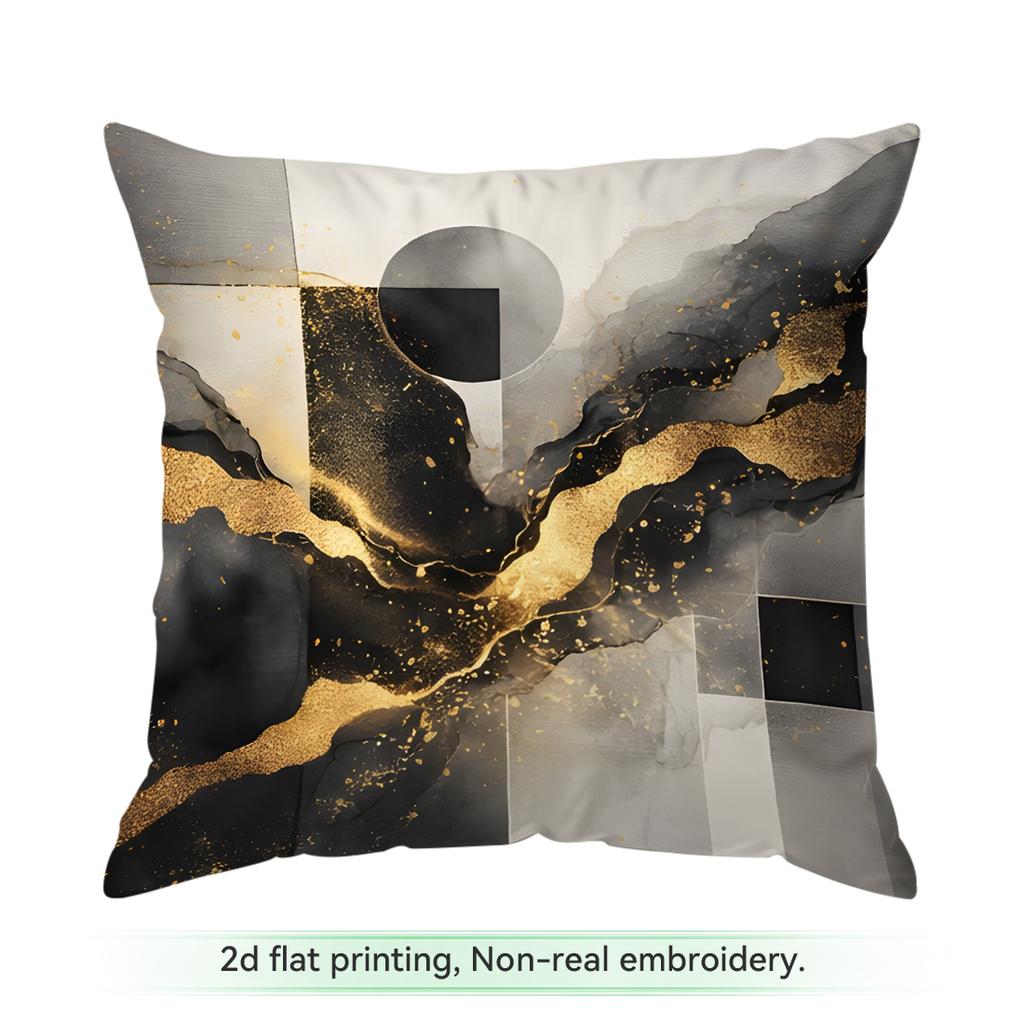1 Black Gold Marble Light Luxury Cushions Pillowcase Polyester Cushion Cover Throw Pillow Pillowcover Home Car Sofa Decor