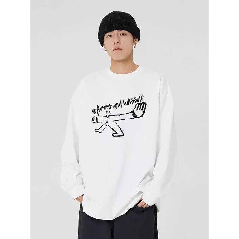 Wassup American-Style Heavyweight Long-Sleeve T-Shirt, Unisex, New Spring and Autumn Trendy Brand Pure Cotton Crew Neck Top