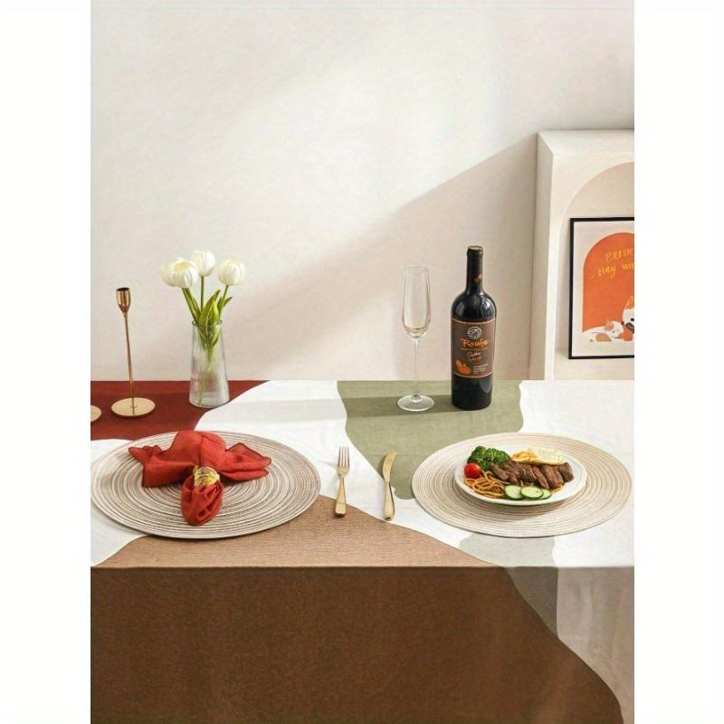 1PC Round Woven Placemats Washable Non Slip Heat Resistant Kitchen Table Mats Coasters for Dining Table Coffee Shop Office Living Room Home Decor