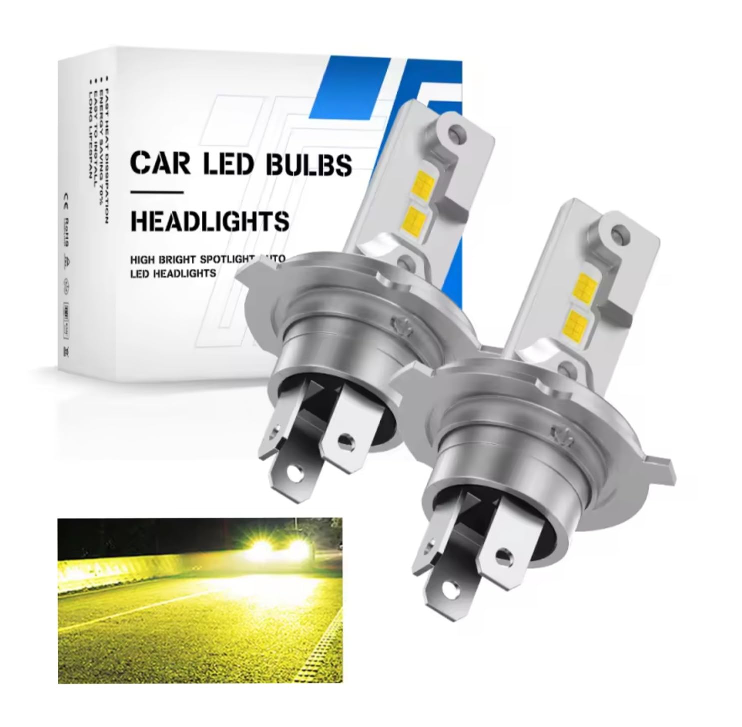 

Супер Яркая H4 Светодиодная Фара Мотоцикла Желтая Лампа для Мотоциклов Переключение Дальний/Ближний Свет Без Вентилятора